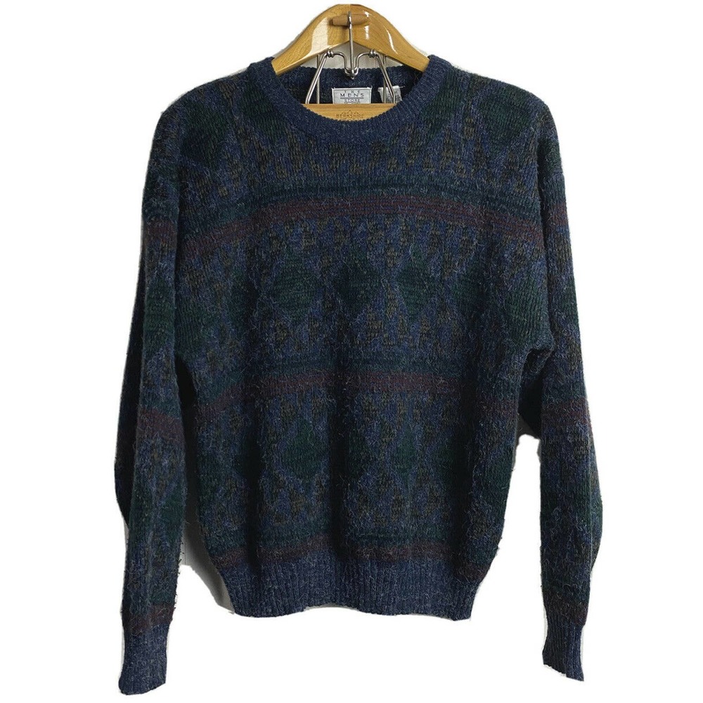 Vintage Sears Mens Mohair Look Acrylic Blend 80s 90s Grandpa Ugly Sweater Large